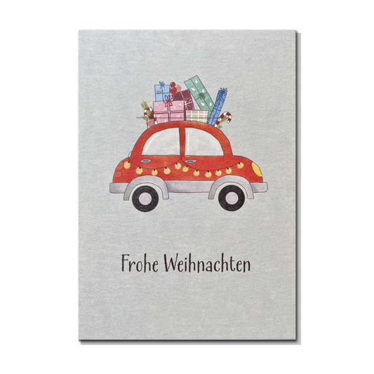 Postkarte Weihnachtsauto