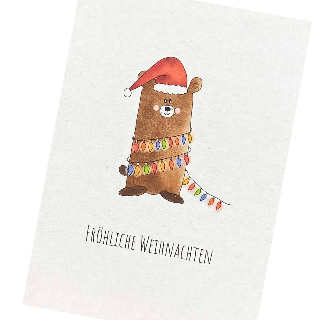 Postkarte Weihnachtsbär