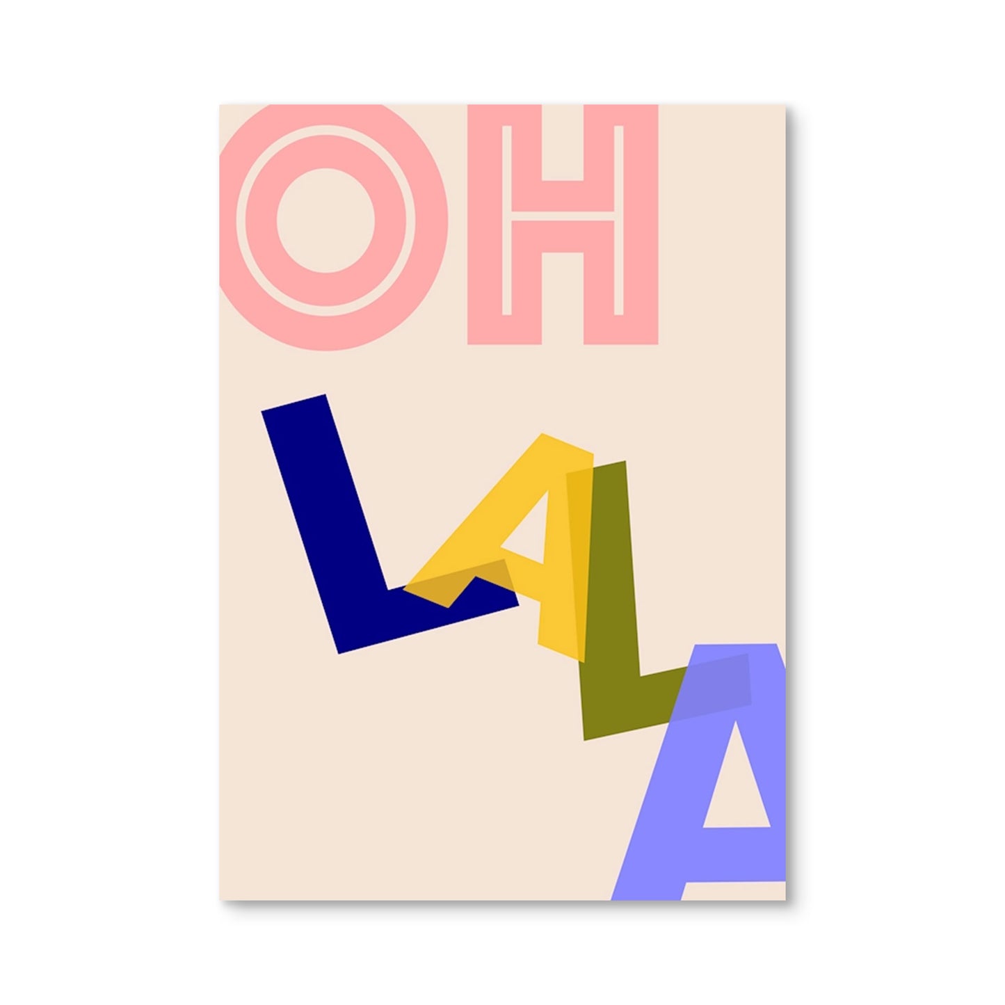 Postkarte mit farbigen Großbuchstaben "OH LA LA" vom Label Hej-Ibiza der Designerin te Arnold