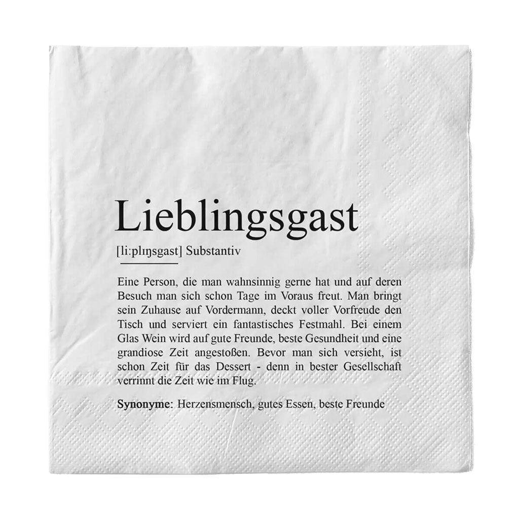 Serviette mit Definition "Lieblingsgast" von Kamewei, aus FSC-zertifiziertem Papier